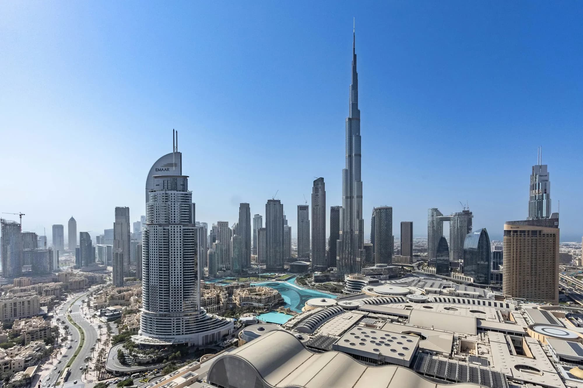 Dubai’s skyline in the evening light