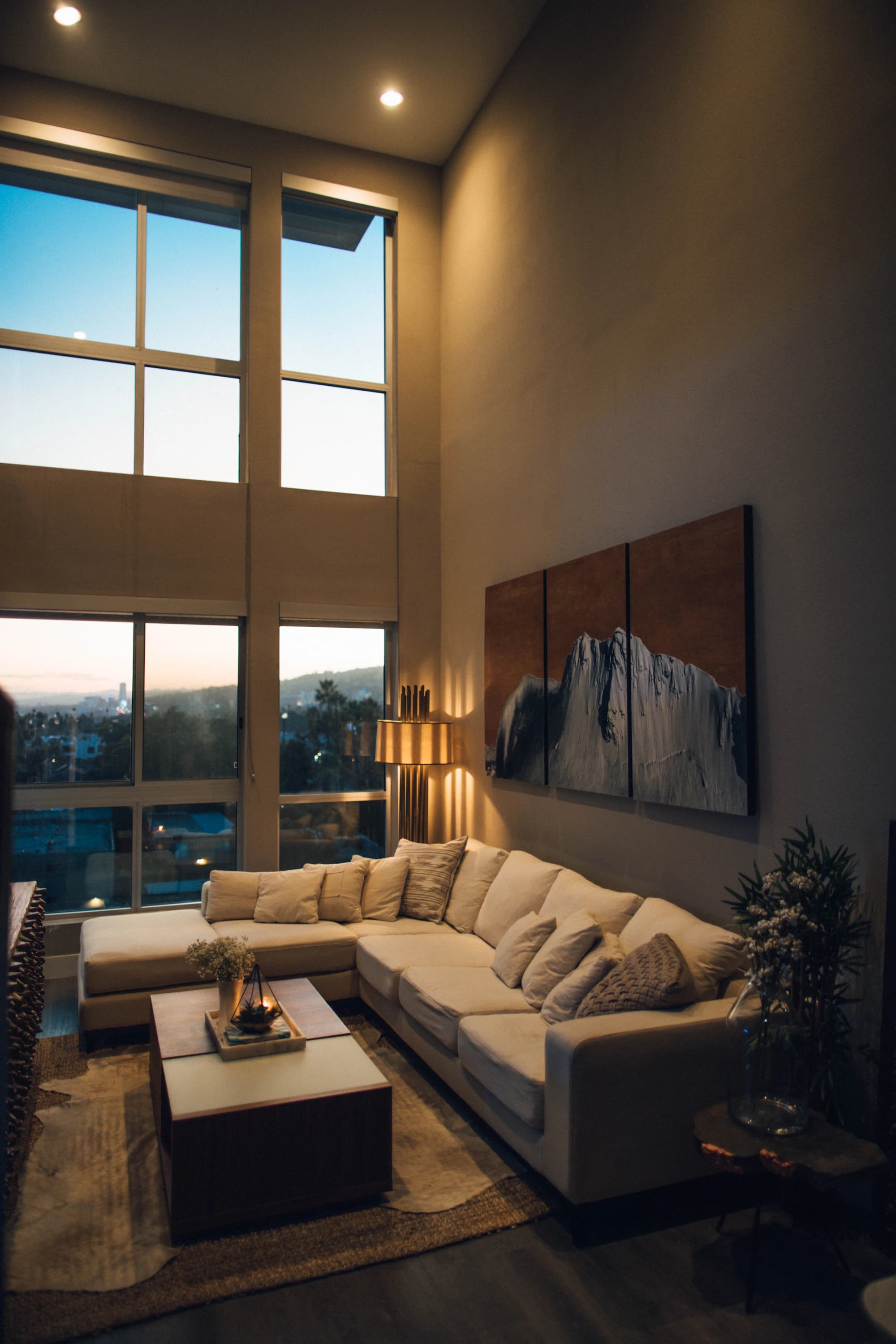 A living space in warm evening light
